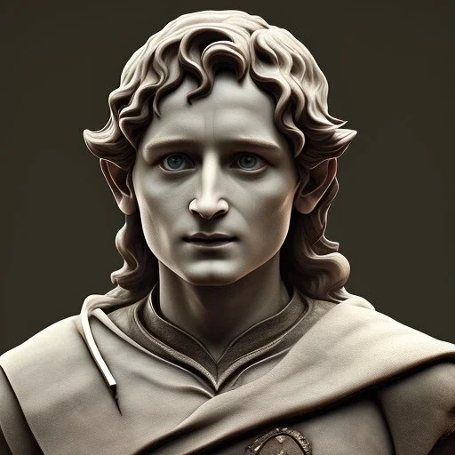 White Statue frodo, Rome style sculpture, full body, fresco background, hyper realistic, 8k,