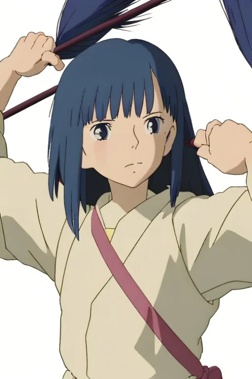 Yui: A full body image of Yui standing confidently in her rugged clothing, hands on her hips. Her athletic build, dark hair streaked with blue, and vibrant green eyes are clearly visible. Her look of determination reflects her adventurous spirit. Yui, in a full-body outdoor suit tailored from resilient material, is shown. Her suit features a built-in respirator mask, oxygen tank, and utility pockets. Her boots are more substantial, suitable for harsh conditions, and her gloves are thick and prot