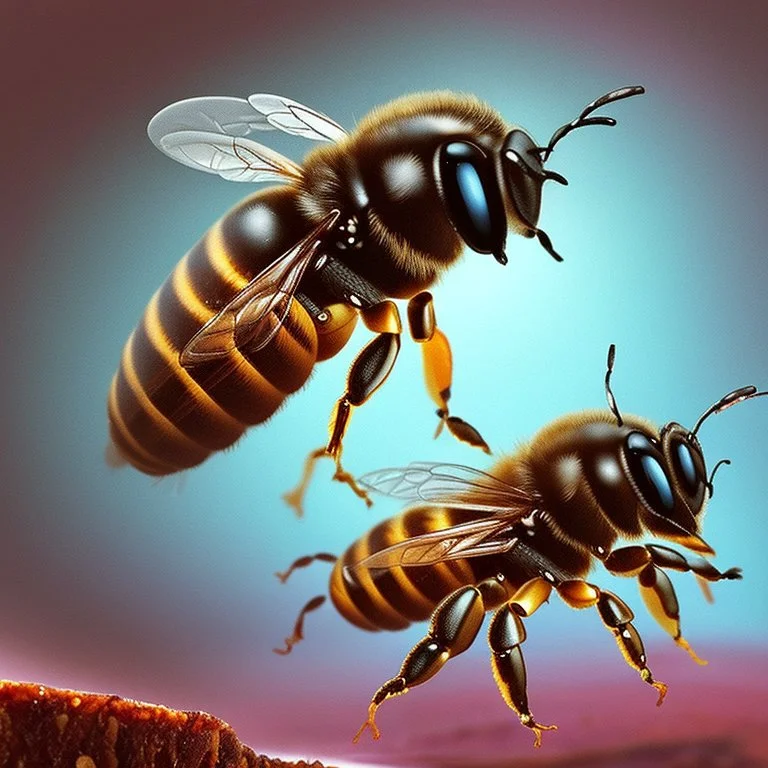 Happiness grandma and grandpa are healthy in a planet of honey stingless bee, realistic