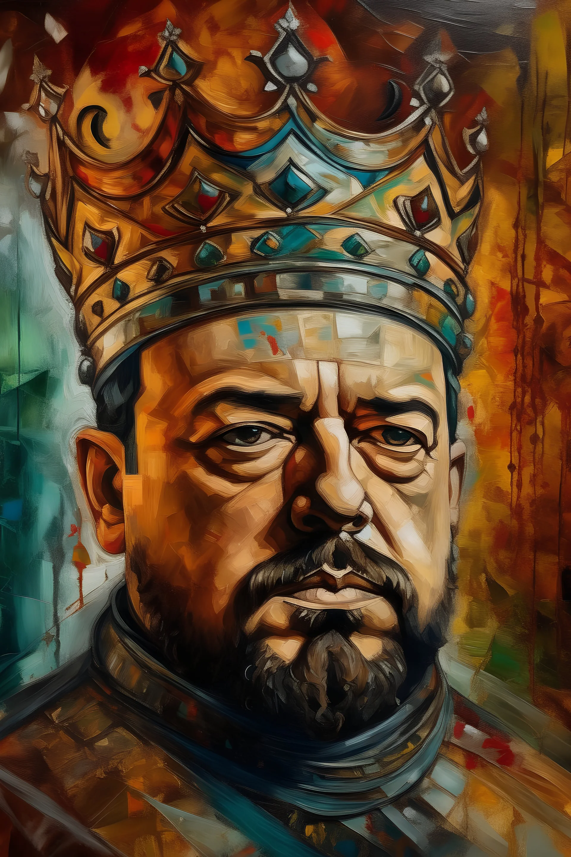 abstract painting, portrait, Mohammed VI, King of Morocco, large details