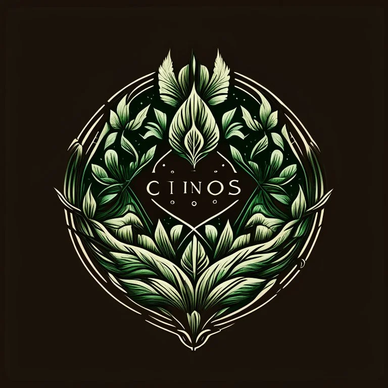 mystical simple one color Logo: chronos, botanical style