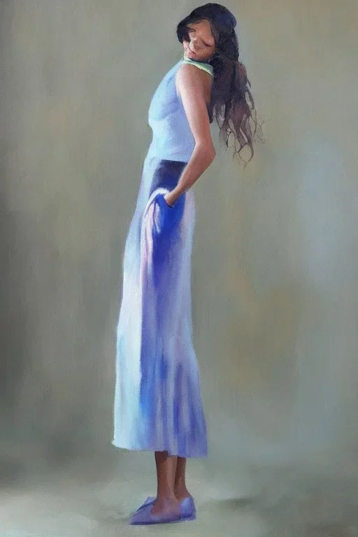 Full body portrait, painting, medium shot lady volumetric mist