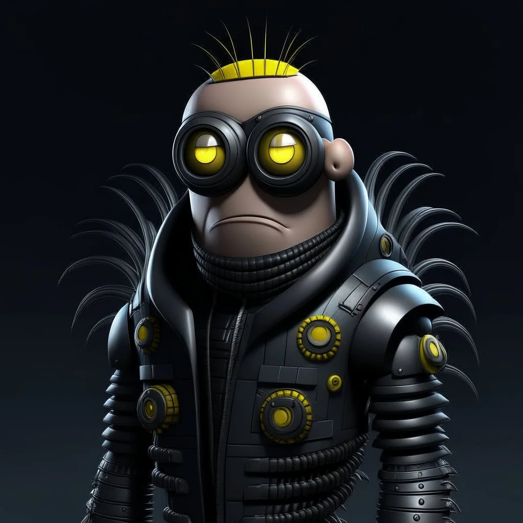 Gru from minions in the style of cyber punk