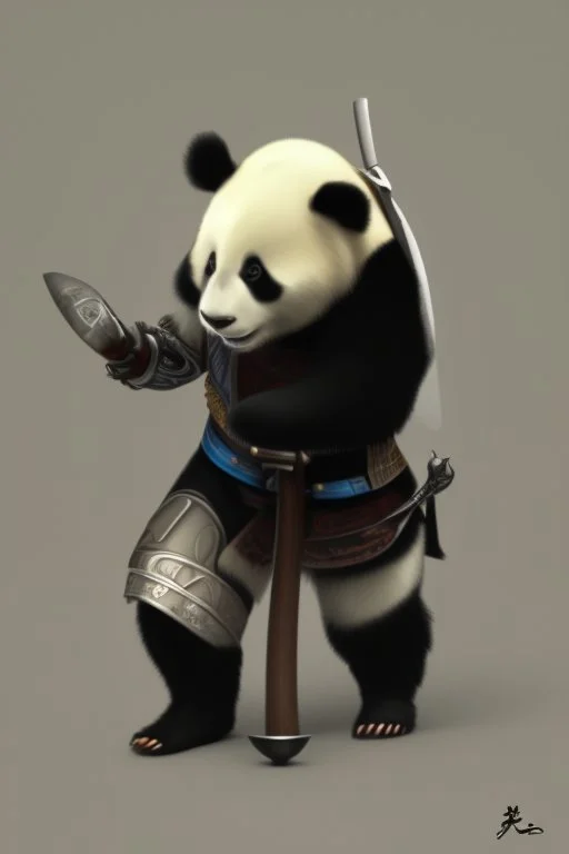 Panda in samurai armour