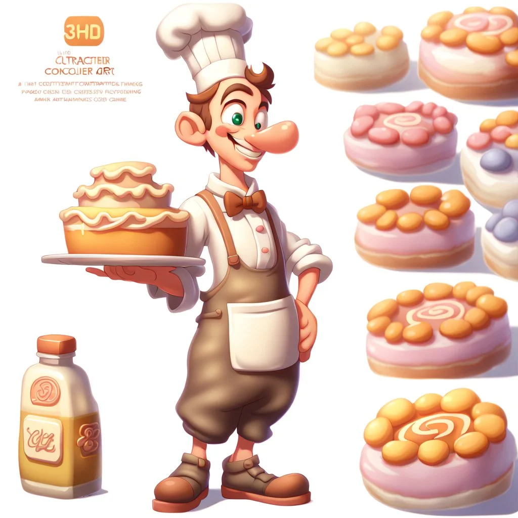 a cartoon character thirty years old confectioner , an ultrafine detailed painting by senior character artist, featured on polycount, sots art, artstation hd, 2d game art, behance hd