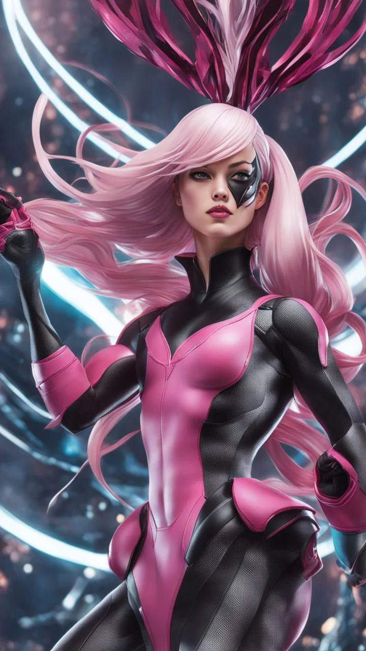 A close picture to Mix between gwenpool and symbiote, intricate details, highly detailedin in dreamshaper finetuned model with dynamic art style witg