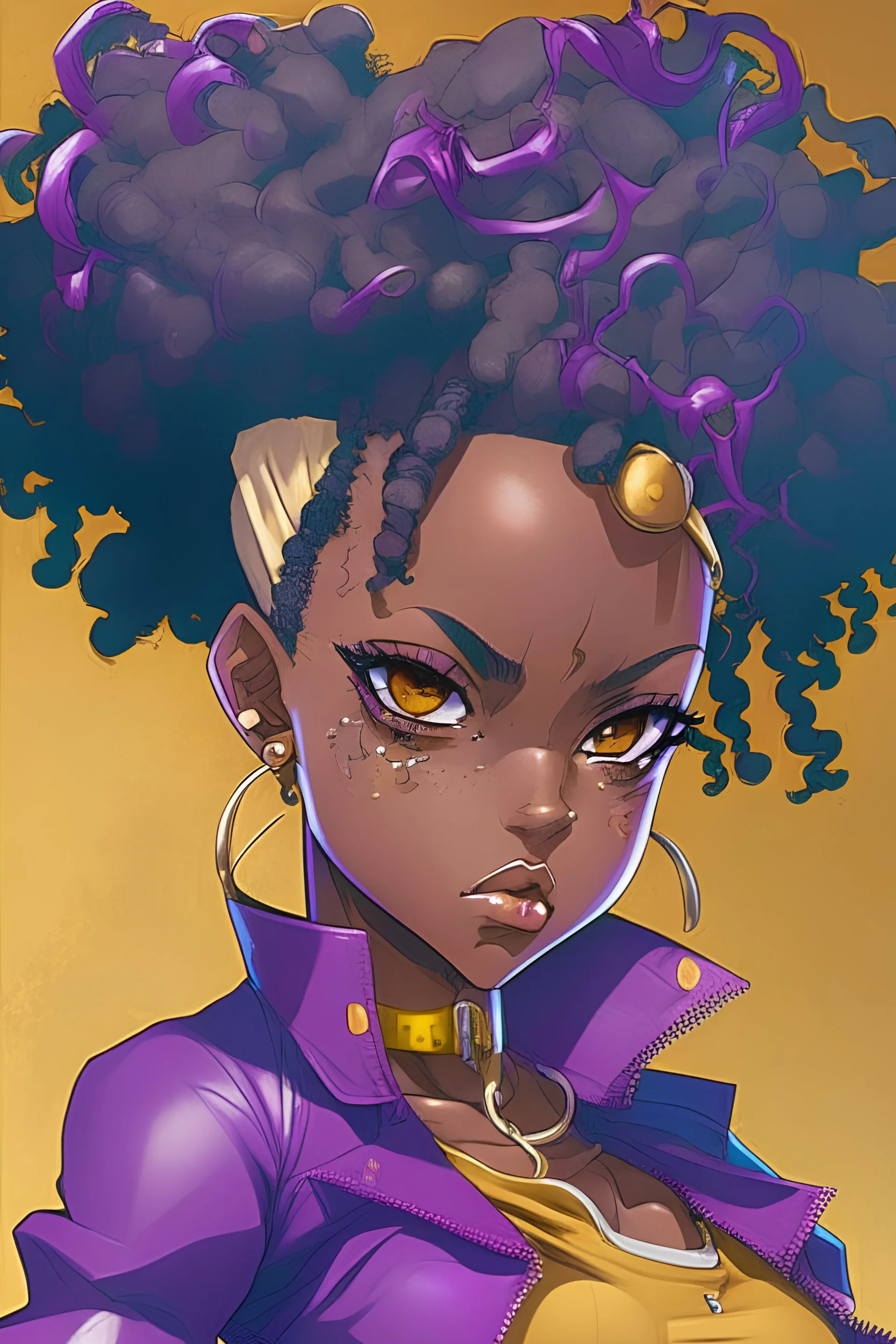 Black girl in jojo's bizarre aventure artstyle