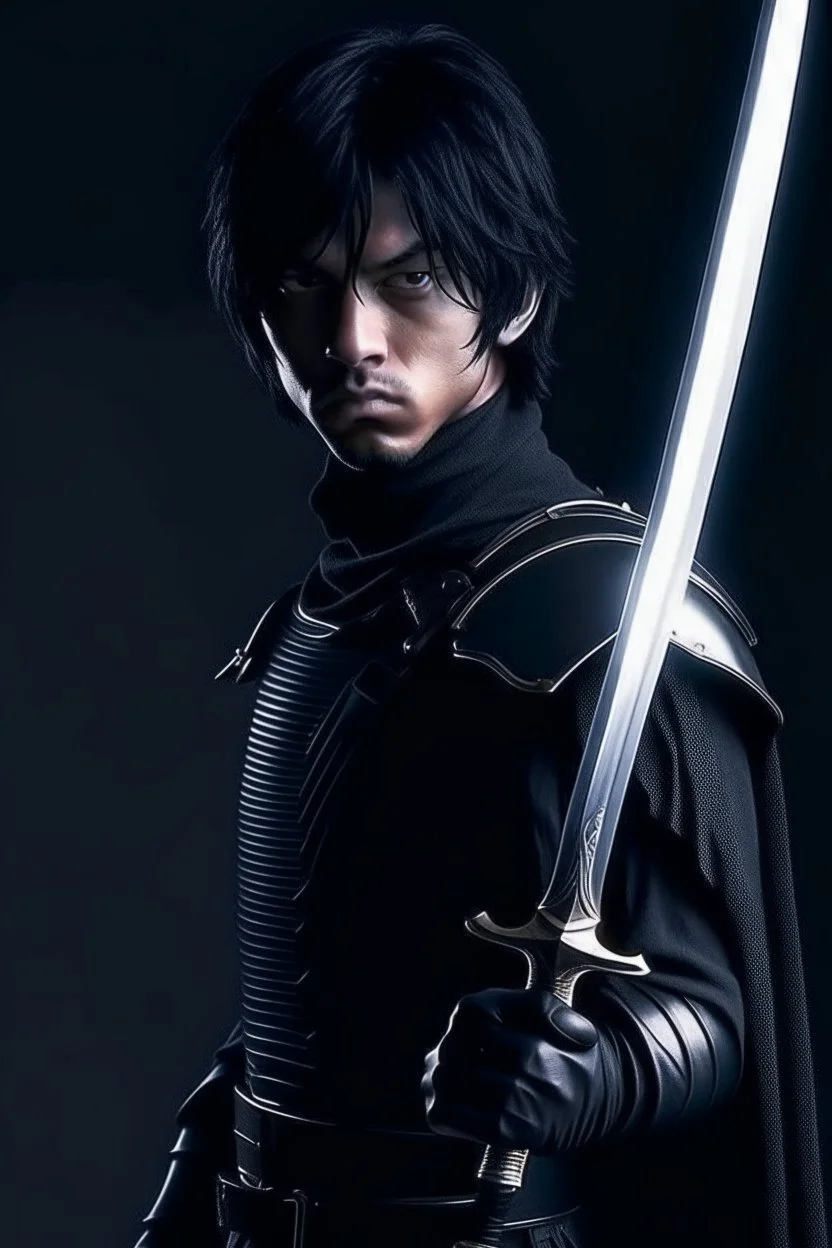 young black hair adult royal guard swordsman with rapier