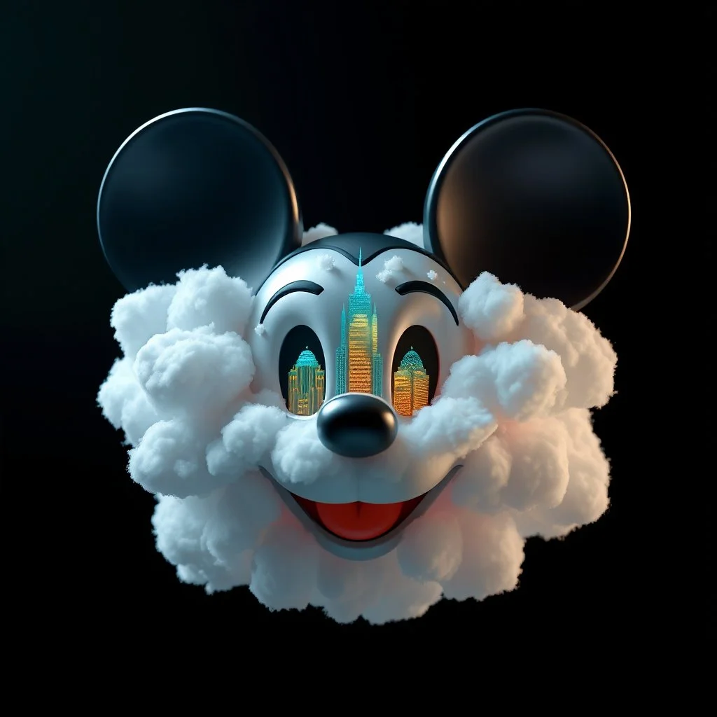 Incredible Biometric imagineer, cloud Disney mouse head, surreal, fantastical