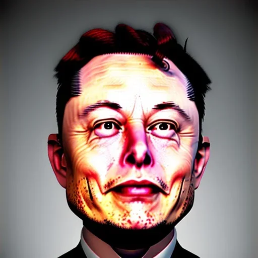 cross-eyed Elon musk caricature