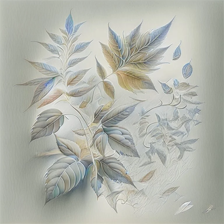 Design a that portrays pleasure and relaxation derived using elements like, weed leaves, soft textures, hazy, and gentle curves to evoke a sense of tranquillity and bliss. Pencil