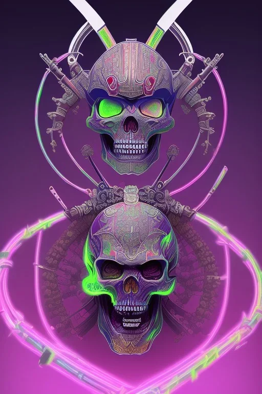 Neon skeleton samurai