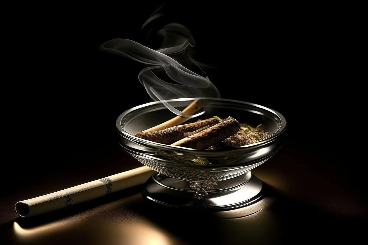 ashtray with cigarette smoking