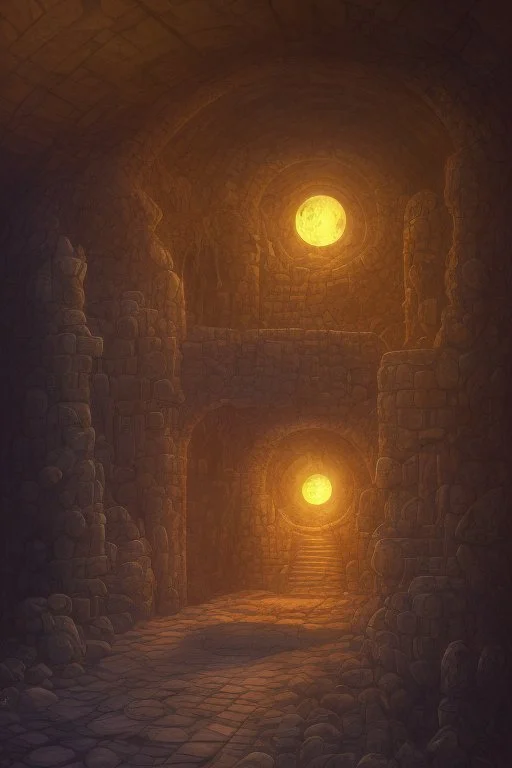 abstract, Moon in a dwarven mine underground, dungeon