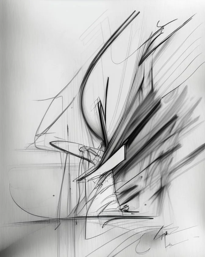 Abstract oil sketchy pencil outlines
