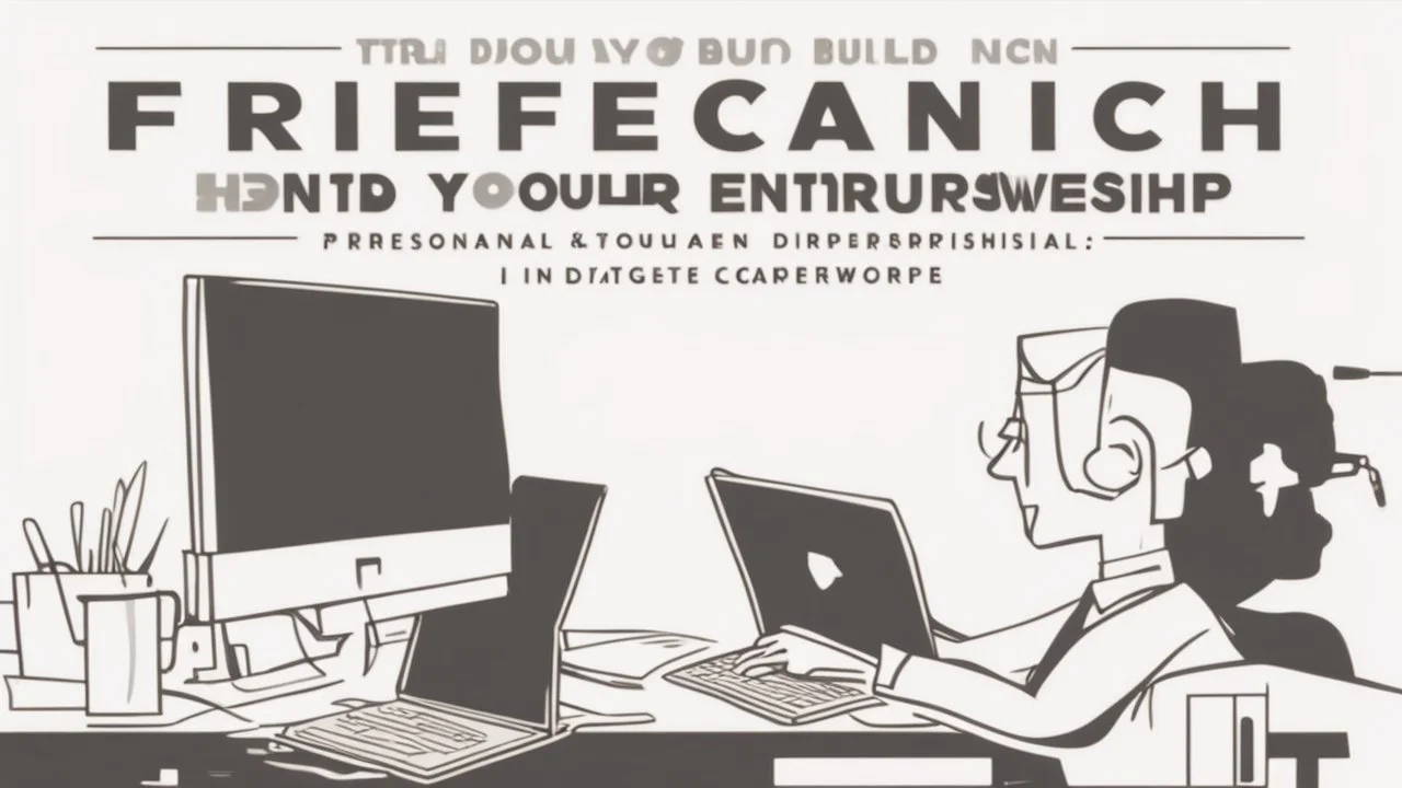 الصورة تظهر عنوان الفيديو وهو "العمل الحر والريادة: كيف تبني علامتك التجارية الشخصية وتنجح في العالم الرقمي؟" وهو مكتوب بخط أبيض كبير على خلفية سوداء. يتميز العنوان بتنسيق أنيق وبارز. أسفل العنوان، تظهر صورة لشخص يعمل على جهاز كمبيوتر محمول، حيث يبدو وكأنه يقوم بإنجاز مهمة مهنية. يظهر الشخص بمظهر احترافي، وهو يعبّر عن التفاني والاجتهاد في العمل. يشير هذا الجزء من الصورة إلى مفهوم العمل الحر والريادة. في الزاوية السفلى اليمنى من الصورة، يظهر شعار قناة الفيديو أو علامة الشخصية للمحتوى، إذا كانت