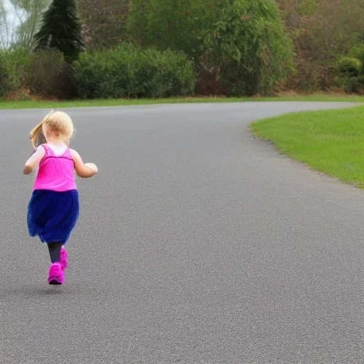 little girl running coming