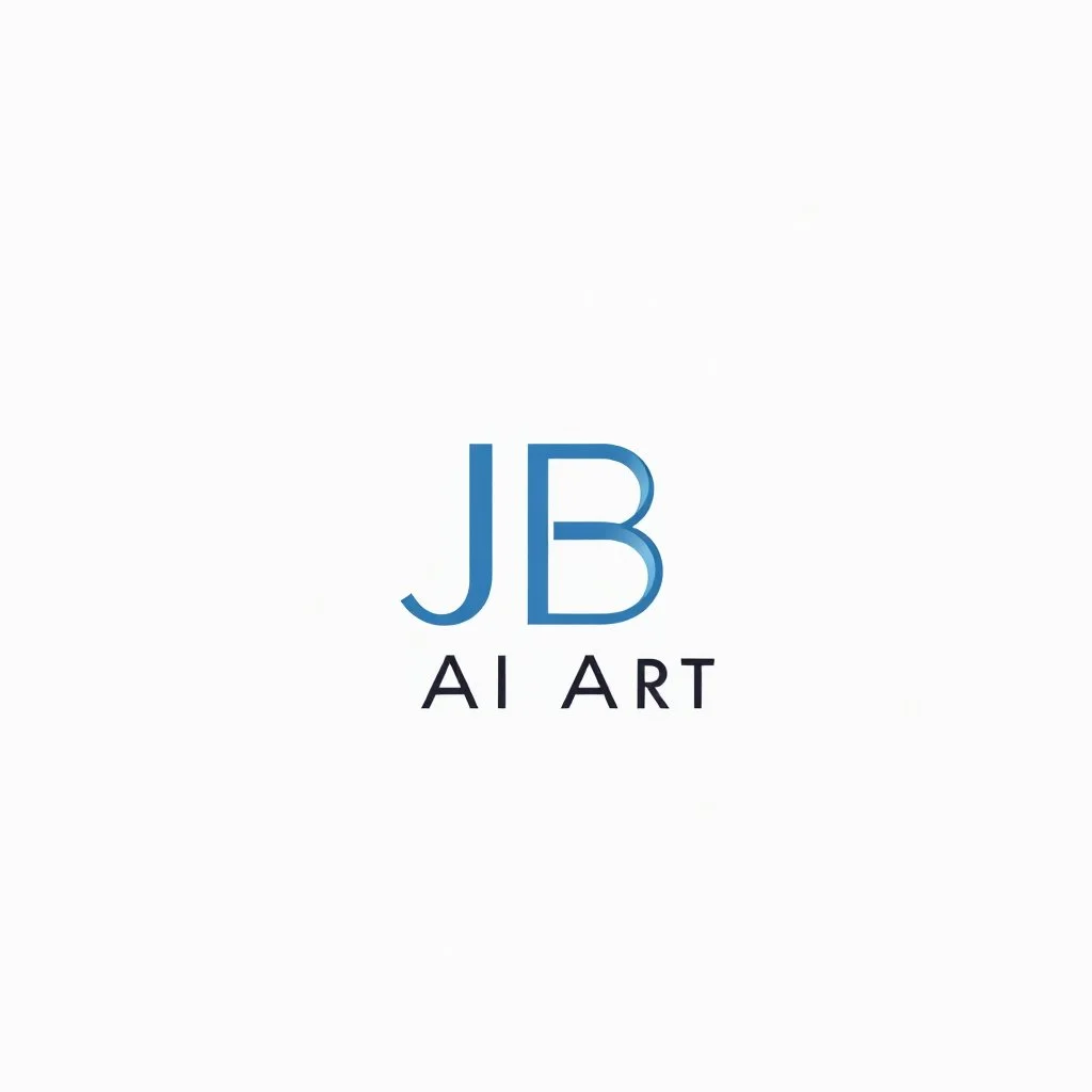 A sleek, minimalist logo design for 'JB AI Art' - an innovative AI-powered art and 3D graphics studio. The logo should feature a simple, elegant monogram or wordmark using a modern, sans-serif typeface that conveys a sense of professionalism, creativity, and technological sophistication. Incorporate subtle visual references to AI, such as geometric shapes, lines, or symbols that evoke digital/technological elements. Use a color palette that is clean, bold, and eye-catching - potentially leverag