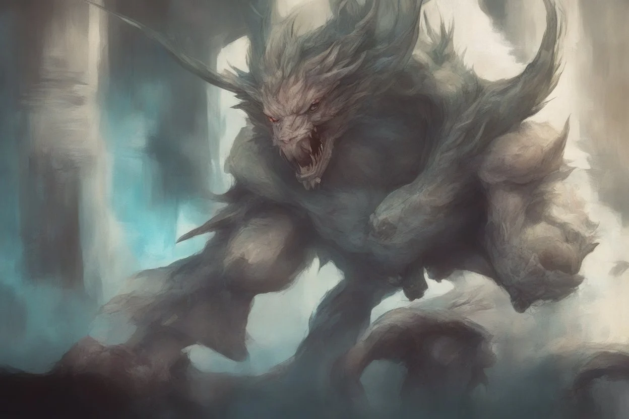 hyper-closeup Chimera beast character, in the style of Artgerm, Stanley Lau, energetic brushwork, elaborate details, semi-realism, dynamic compositions, anime-inspired, powerful, layered textures, graphic novel aesthetic