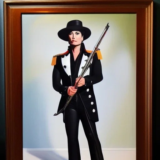 Full body portrait, painting, medium shot lady style of Adam Ant