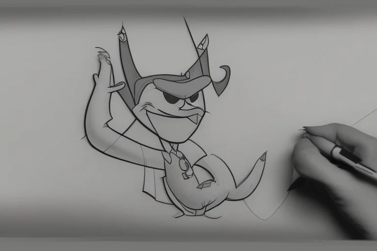 a toon character seating on film reel his hand with drawing paper and pencil and draw somthing
