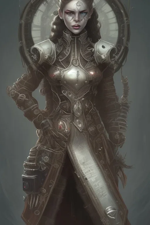 quadriplegic dark elf wearing a steampunk exoskeleton powered by gears, in fantasy style