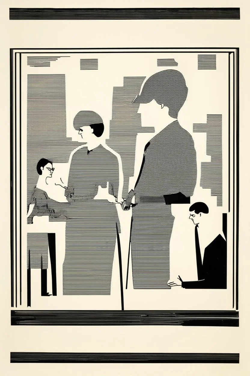 a soulless product of capitalism.; a surreal mashup of the styles of Gerd Arntz and Tomma Abtsbetween them; a surreal mashup of the styles of Gerd Arntz and Tomma Abts