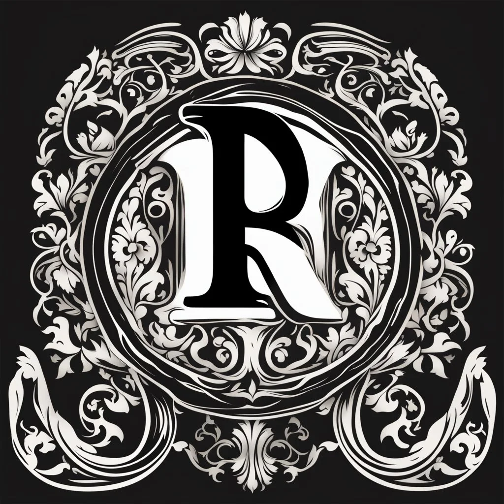 logo with the letter R end N, black and white