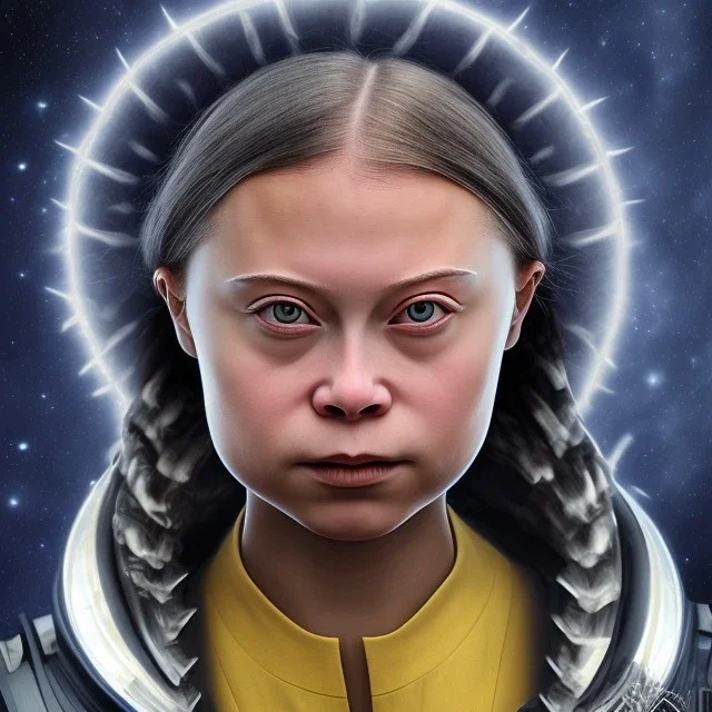 portrait of Greta Thunberg star wars