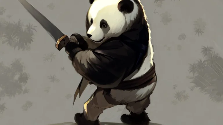 Panda in samurai armour