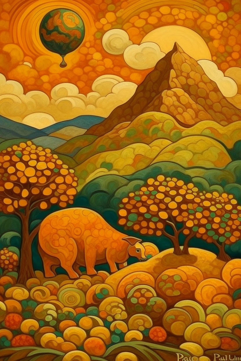 A brown mountain with amber stones painted by Paul Ranson