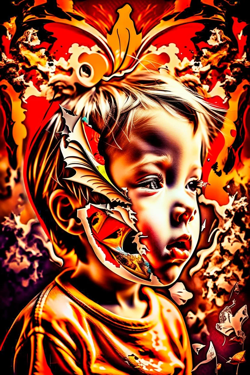 Abstract image of a 7 7ear old child's innocence destroyed, dreams are list