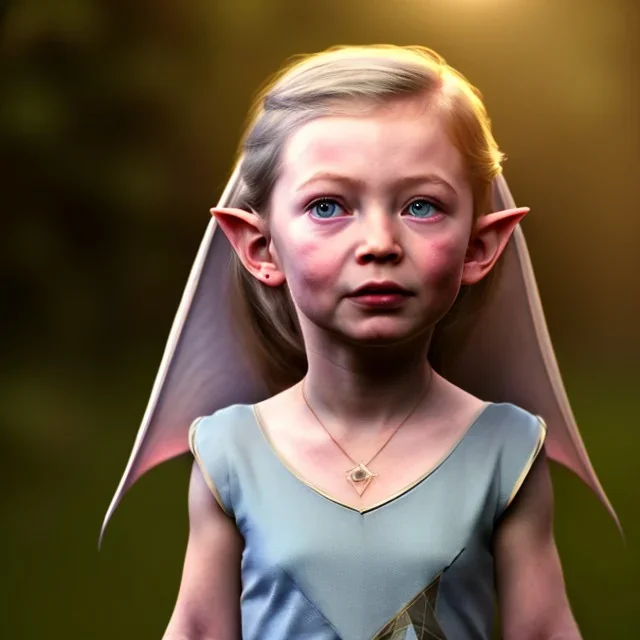 Galadriel toddler, full body, dramatic lighting, hyper realistic