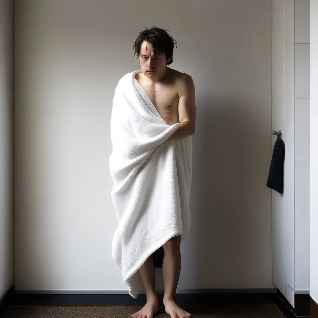 person, just after shower, whole body, no towel