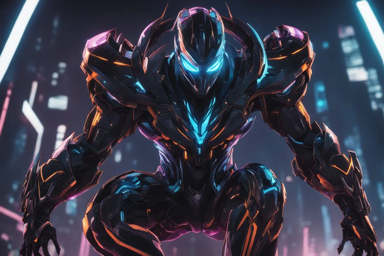 Machine with cyber mask in 8k solo leveling shadow artstyle, Crystal and Symbiote them, neon effect , magic circle, close picture, full body, apocalypse, intricate details, highly detailed, high details, detailed portrait, masterpiece,ultra detailed, ultra quality