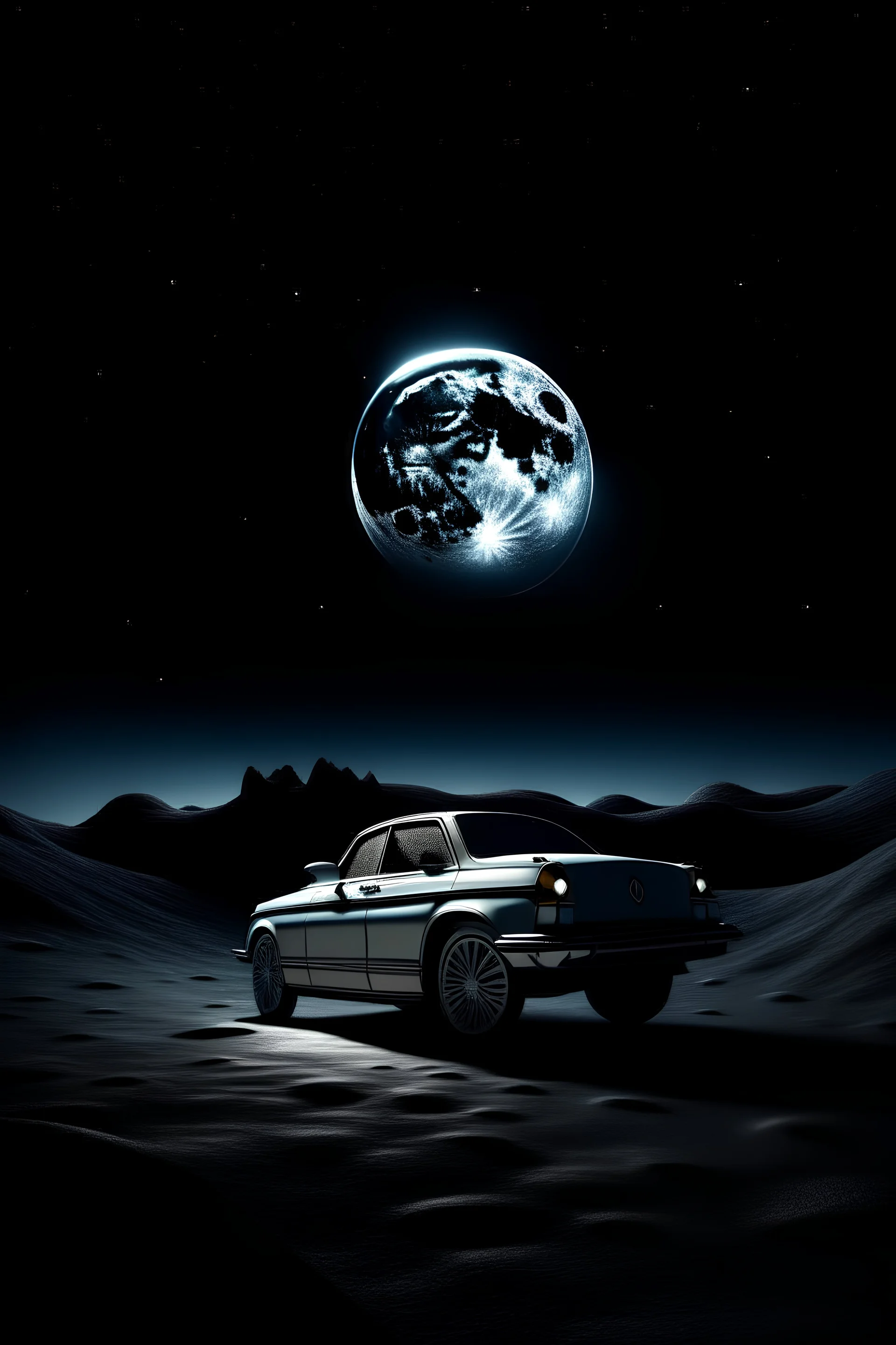 car in the moon 8k