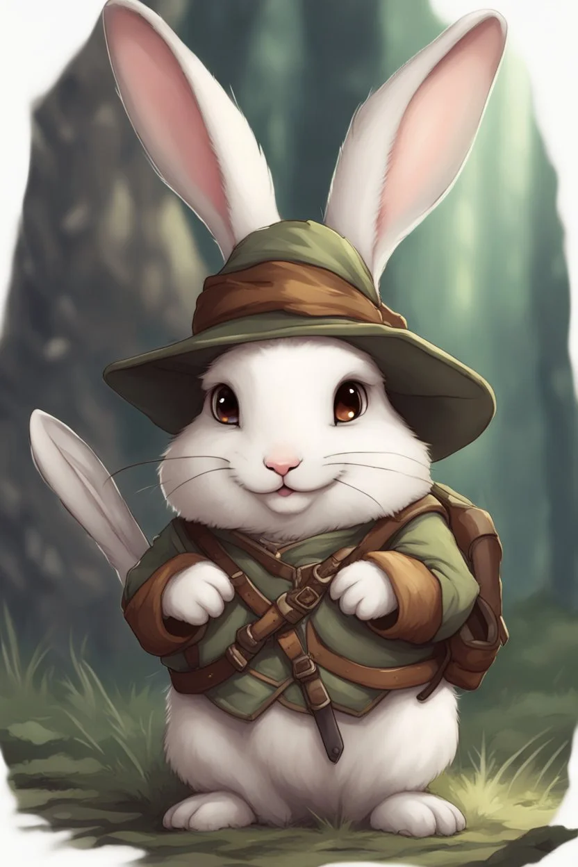 Cute chubby bunny floppy ears adventurer dnd art realism