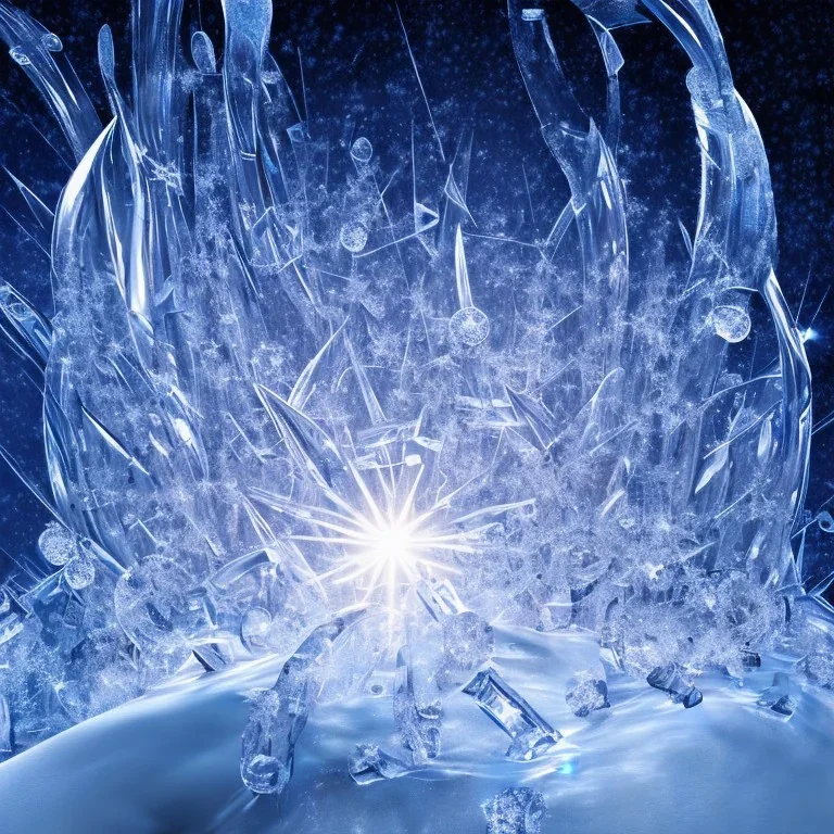 celestial, reflection, ice crystals, snow, icicles