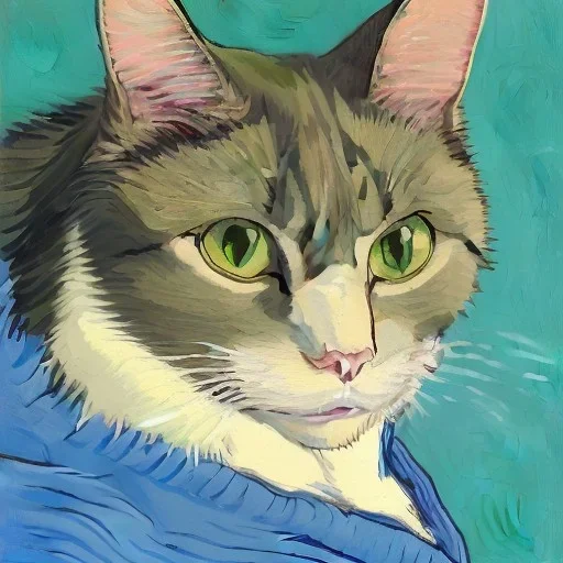 Portrait of a cat by Van Gogh