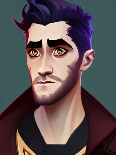 Portrait of a 30 year old strange gay warlock like Jake Gyllenhaal