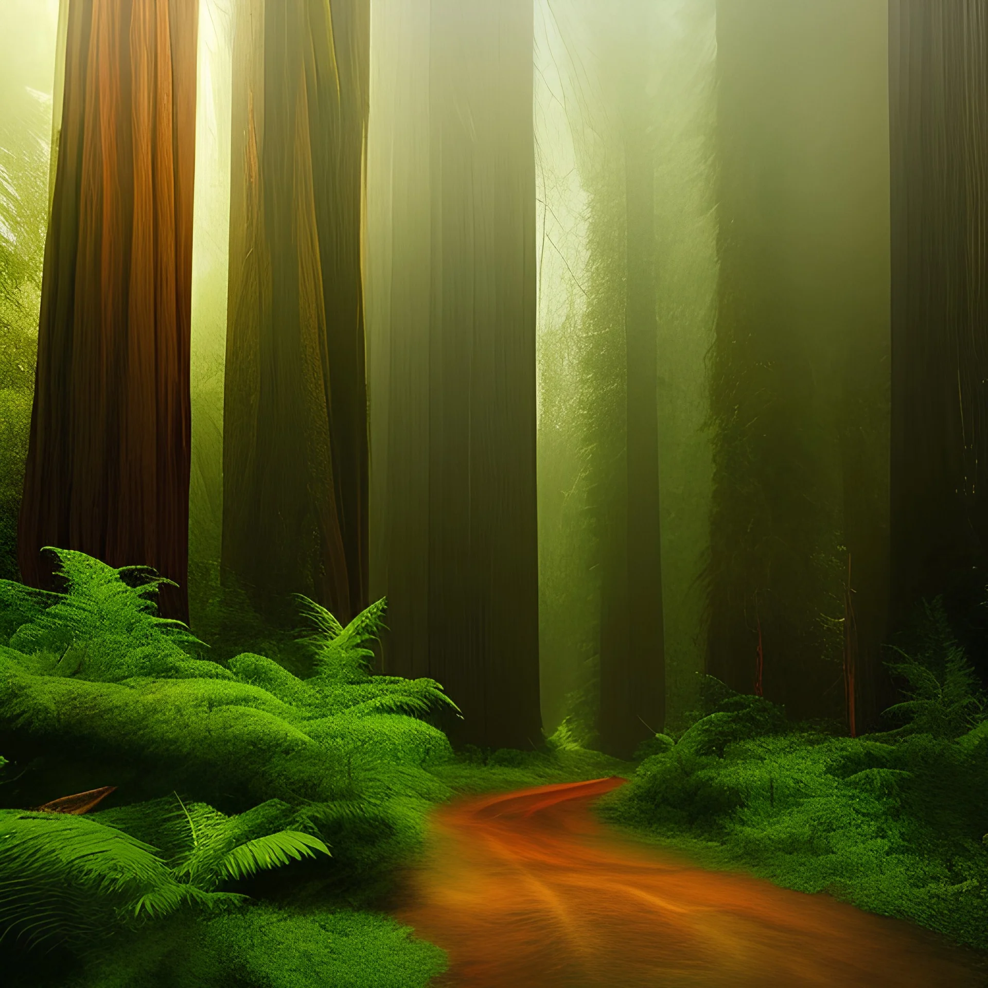 photo of redwood forest. high detail.