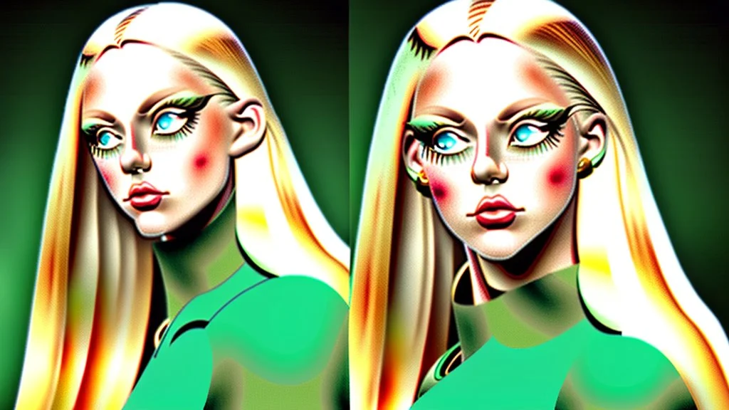 A woman who had green eyes and long blond hair that she wore in elaborate coiffures. Being known as someone at the height of fashion, prior to her disappearance, she favored wearing green and golden outfits to match her physical features.