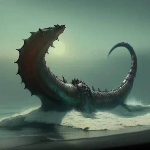 franz frazetta style,sea serpent