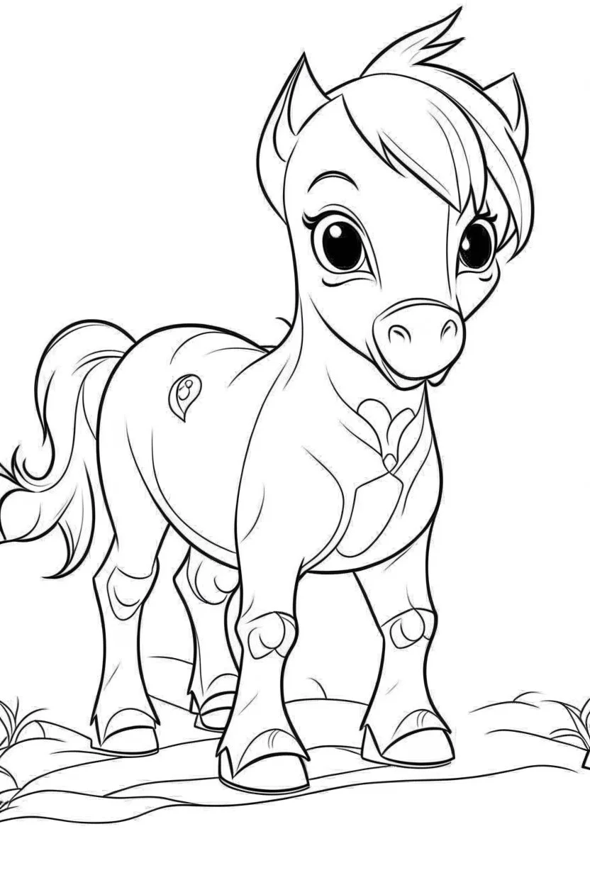 outline art for cute Horse coloring pages with sitch, white background, Sketch style, full body, only use outline, toddlers style, clean line art, white background, no shadows and clear and well outlined.