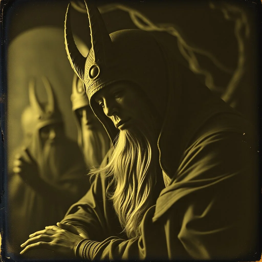 Daguerrotype close up some mysterious figures, odd background, Hieronymus Bosch Max Ernst ambient light, by Minicavio Quollati and Marlost Endgulp, Amano, Botticelli, Alphonse Mucha