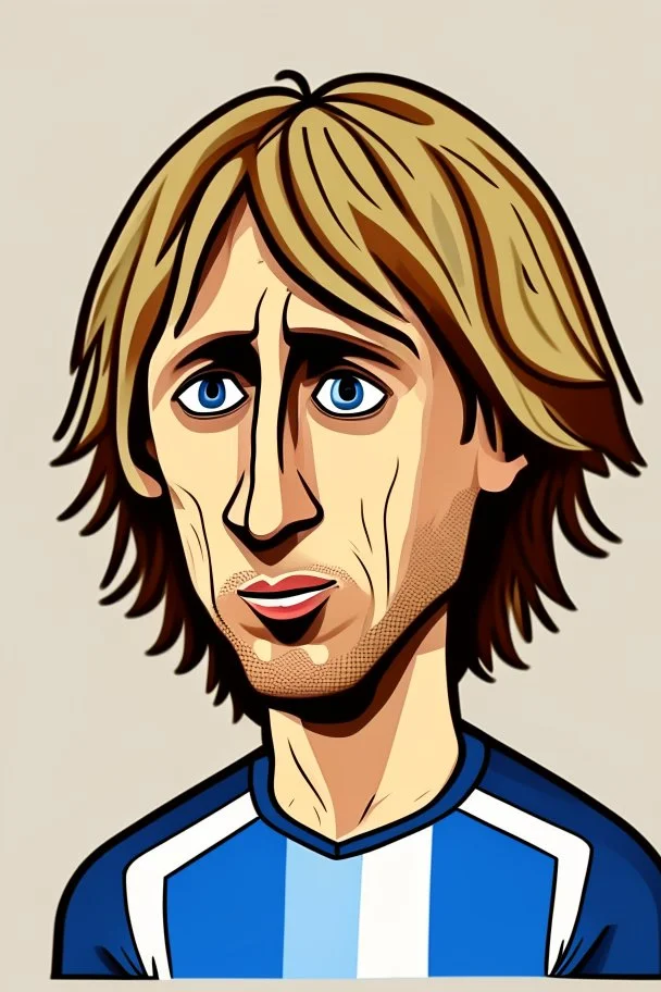 Luka Modric Croatian soccer player 2d cartoon