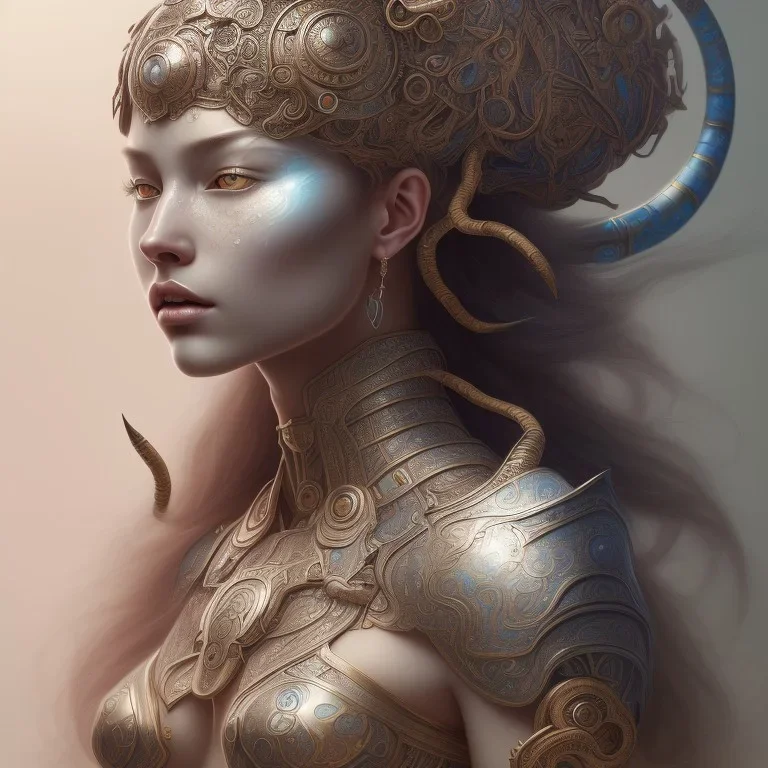 sango fantasy, fantasy magic, intricate, sharp focus, illustration, highly detailed, digital painting, concept art, matte, artgerm and paul lewin and kehinde wiley, masterpiece silver tiger head bronze Asian African girl nice breast Afo hair turquoise snow waves