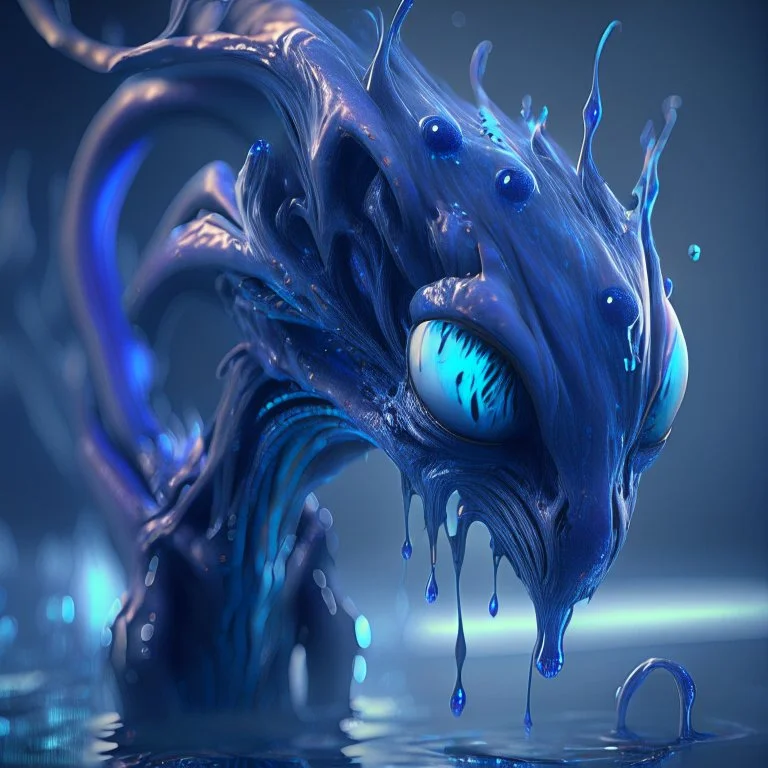 fluid ink alien creature, unreal engine 5, 8k resolution, photorealistic, ultra detailed