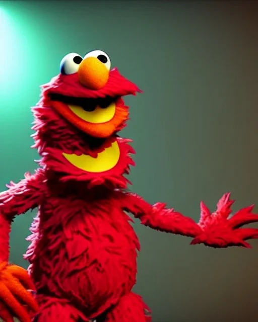 hybrid character, Elmo muppet head, real man body, human arms and hands, Shirt and tie, concept art, smooth, unreal engine 5, god lights, ray tracing, RTX, lumen lighting, ultra detail, volumetric lighting, 3d, finely drawn, high definition, 4k.