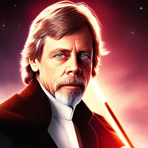 digital art portrait of (Mark Hamill as Luke Skywalker) ((dressed in plain jedi tunic)), surrounded by 100 planets, ultra-detailed, ultra quality illustration, eerie atmosphere, 8k, cinematic lighting